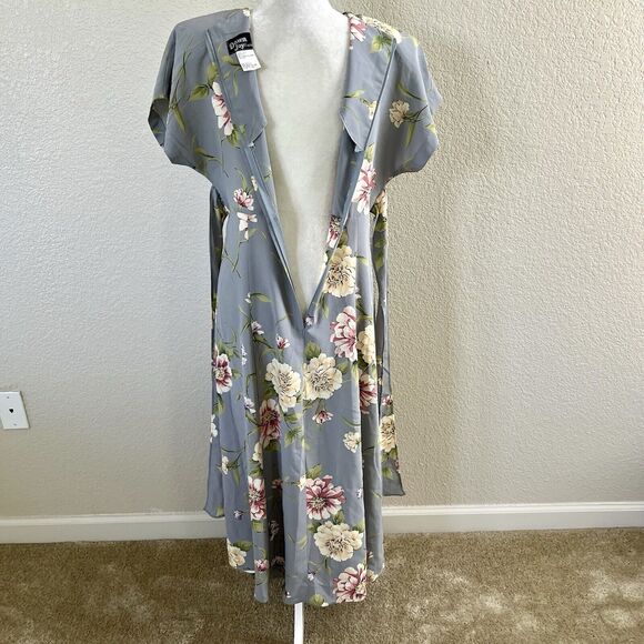 Vtg 80s 90s Dawn Joy Blue Floral Midi Dress Tie Waist Cottagecore Size 11/12 - Picture 11 of 14